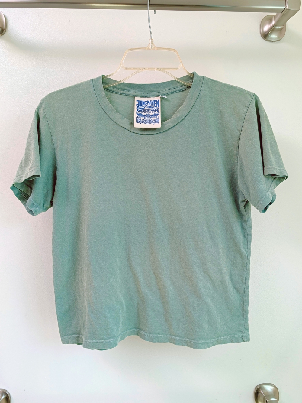 Jungmaven Ojai Cropped T-Shirt in Sage Green - small